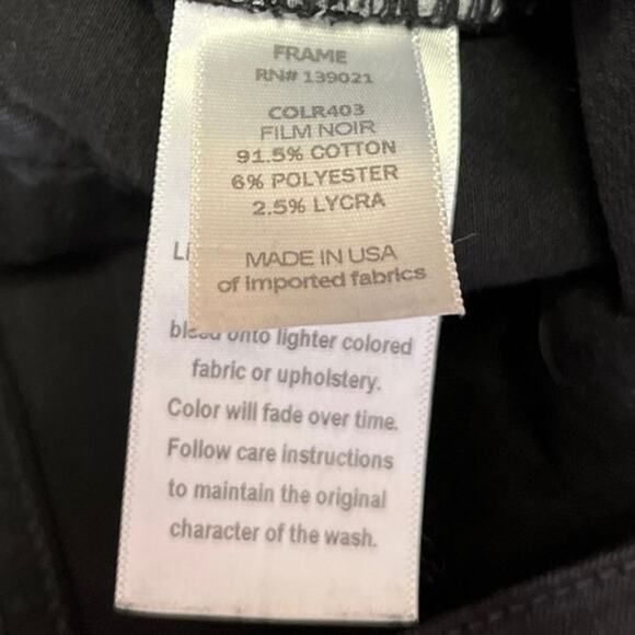 Frame Le Skinny de Jeanne Black Distressed Mid Rise Stretch Ankle Denim Jeans 27 - Picture 7 of 7